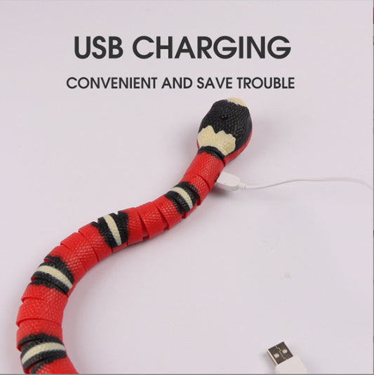 Pet sensing intelligent electric sensing obstacle avoidance silver ring snake remote control snake sing cat toy scary rattlesnakes